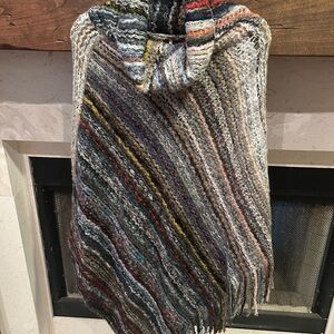 NWOT Multicolor Knit Poncho